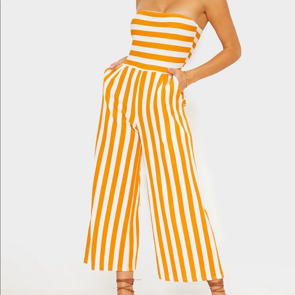 PLT mustard contrast stripe bandeau culottes